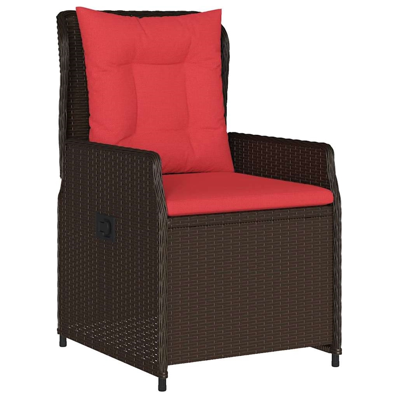 vidaXL 7 Piece Poly Rattan Garden Dining Set in Brown