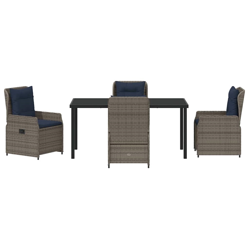 vidaXL 5 Piece Poly Rattan Garden Dining Set in Gray