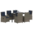 vidaXL 7 Piece Poly Rattan Garden Dining Set in Gray