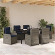 vidaXL 7 Piece Poly Rattan Garden Dining Set in Gray