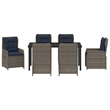 vidaXL 7 Piece Poly Rattan Garden Dining Set in Gray