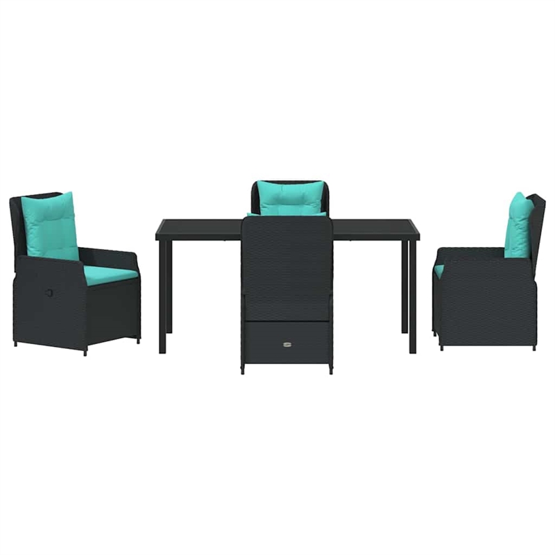 vidaXL 5 Piece Poly Rattan Garden Dining Set in Black