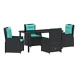 vidaXL 5 Piece Poly Rattan Garden Dining Set in Black