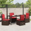 vidaXL 5 Piece Poly Rattan Garden Dining Set in Brown