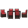 vidaXL 7 Piece Poly Rattan Garden Dining Set in Brown