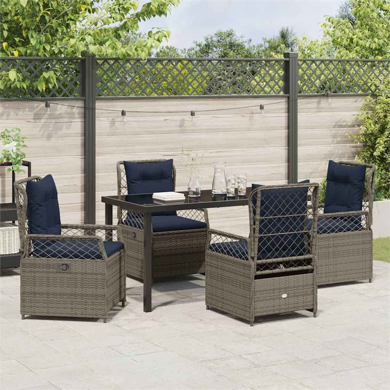 vidaXL 5 Piece Poly Rattan Garden Dining Set in Grey