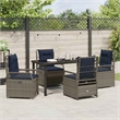 vidaXL 5 Piece Poly Rattan Garden Dining Set in Grey