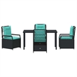 vidaXL 5 Piece Poly Rattan Garden Dining Set in Black
