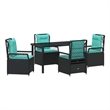 vidaXL 5 Piece Poly Rattan Garden Dining Set in Black