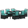 vidaXL 7 Piece Poly Rattan Garden Dining Set in Black