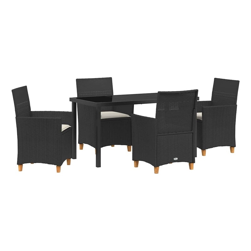 vidaXL 5 Piece Poly Rattan Garden Dining Set in Black
