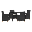 vidaXL 5 Piece Poly Rattan Garden Dining Set in Black