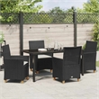 vidaXL 5 Piece Poly Rattan Garden Dining Set in Black