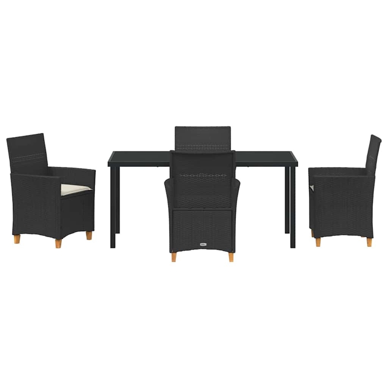 vidaXL 5 Piece Poly Rattan Garden Dining Set in Black