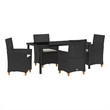 vidaXL 5 Piece Poly Rattan Garden Dining Set in Black