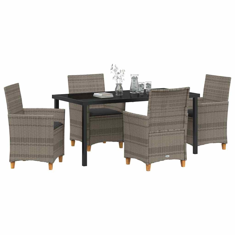 vidaXL 5 Piece Poly Rattan Garden Dining Set in Grey
