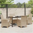 vidaXL 5 Piece Poly Rattan Garden Dining Set in Beige