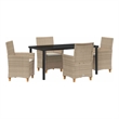 vidaXL 5 Piece Poly Rattan Garden Dining Set in Beige