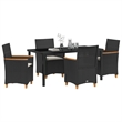 vidaXL 5 Piece Poly Rattan Garden Dining Set in Black
