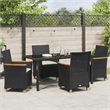 vidaXL 5 Piece Poly Rattan Garden Dining Set in Black
