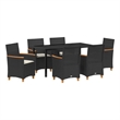 vidaXL 7 Piece Poly Rattan Garden Dining Set in Black