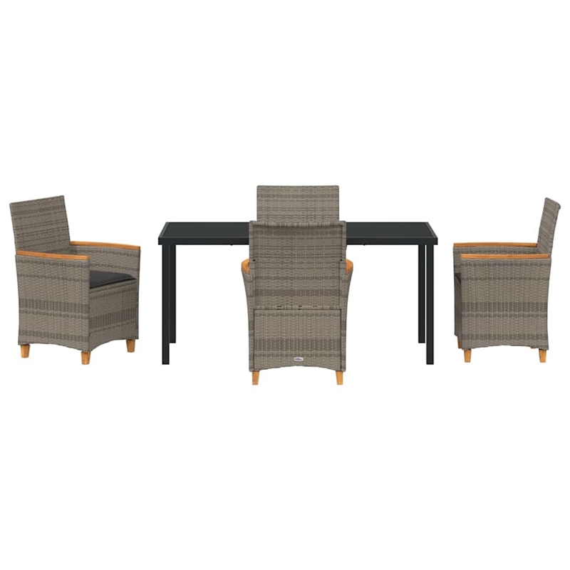 vidaXL 5 Piece Poly Rattan Garden Dining Set in Grey