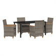 vidaXL 5 Piece Poly Rattan Garden Dining Set in Grey