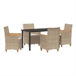 vidaXL 5 Piece Poly Rattan Garden Dining Set in Brown