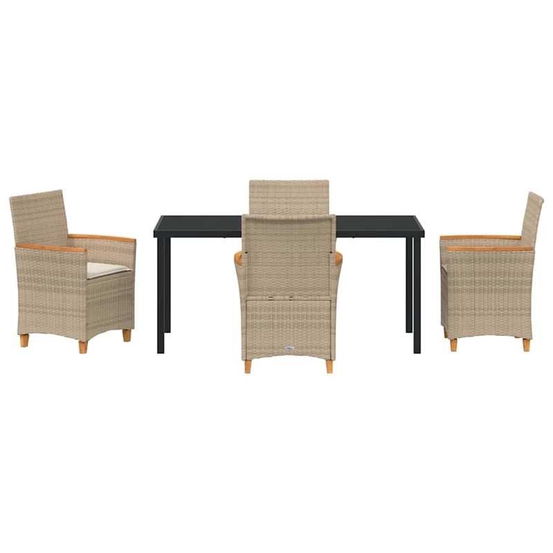 vidaXL 5 Piece Poly Rattan Garden Dining Set in Brown