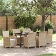 vidaXL 7 Piece Poly Rattan Garden Dining Set in Brown
