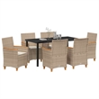 vidaXL 7 Piece Poly Rattan Garden Dining Set in Brown