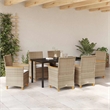 vidaXL 7 Piece Poly Rattan Garden Dining Set in Brown