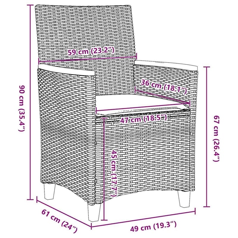 vidaXL 7 Piece Poly Rattan Garden Dining Set in Brown