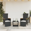 vidaXL 3 Piece Steel Garden Dining Set in Black/Cream White