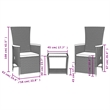 vidaXL 3 Piece Steel Garden Dining Set in Black/Cream White