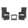 vidaXL 3 Piece Steel Garden Dining Set in Black/Cream White