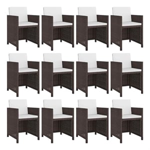 vidaXL 13 Piece Rattan Garden Dining Set in Brown/Cream White
