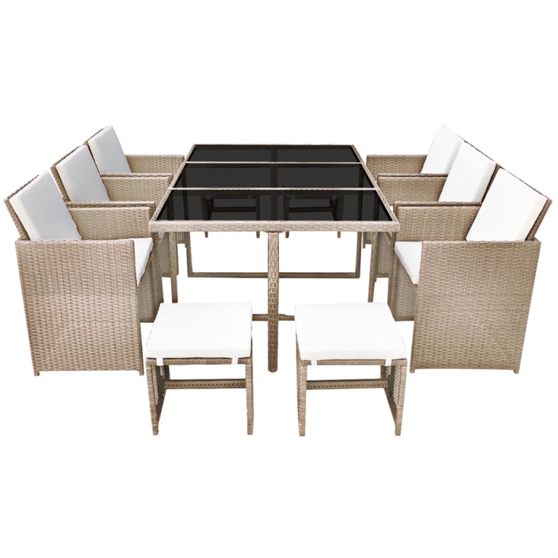 vidaXL 11 Piece Rattan Garden Dining Set in Grey
