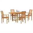 vidaXL 5 Piece Solid Teak Wood Garden Dining Set in Brown