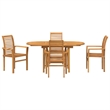 vidaXL 5 Piece Solid Teak Wood Garden Dining Set in Brown