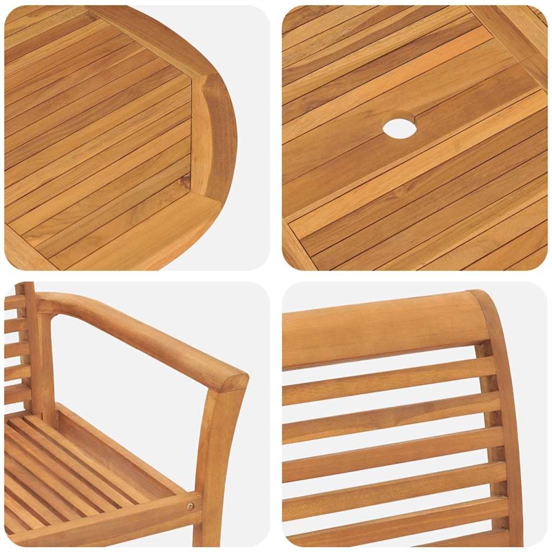 vidaXL 5 Piece Solid Teak Wood Garden Dining Set in Brown
