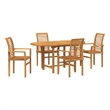 vidaXL 5 Piece Solid Teak Wood Garden Dining Set in Brown