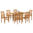 vidaXL 7 Piece Solid Teak Wood Garden Dining Set in Brown