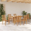vidaXL 7 Piece Solid Teak Wood Garden Dining Set in Brown