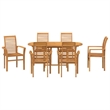 vidaXL 7 Piece Solid Teak Wood Garden Dining Set in Brown