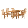 vidaXL 7 Piece Solid Teak Wood Garden Dining Set in Brown