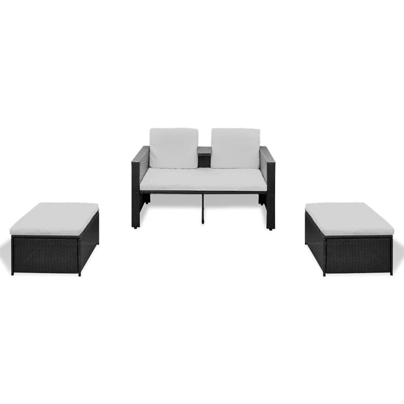 vidaXL Steel Lounge Set in Black/Cream