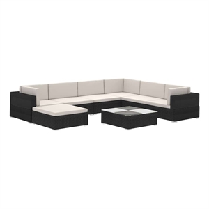 vidaXL 8 Piece Steel Furniture Set in Black/White/Cream