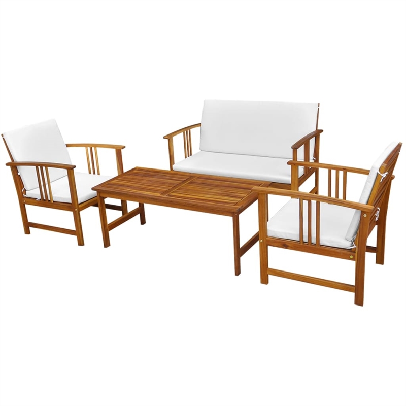 vidaXL 4 Piece Solid Acacia Wood Medium Furniture Set in Brown