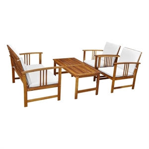 vidaXL 4 Piece Solid Acacia Wood Medium Furniture Set in Brown